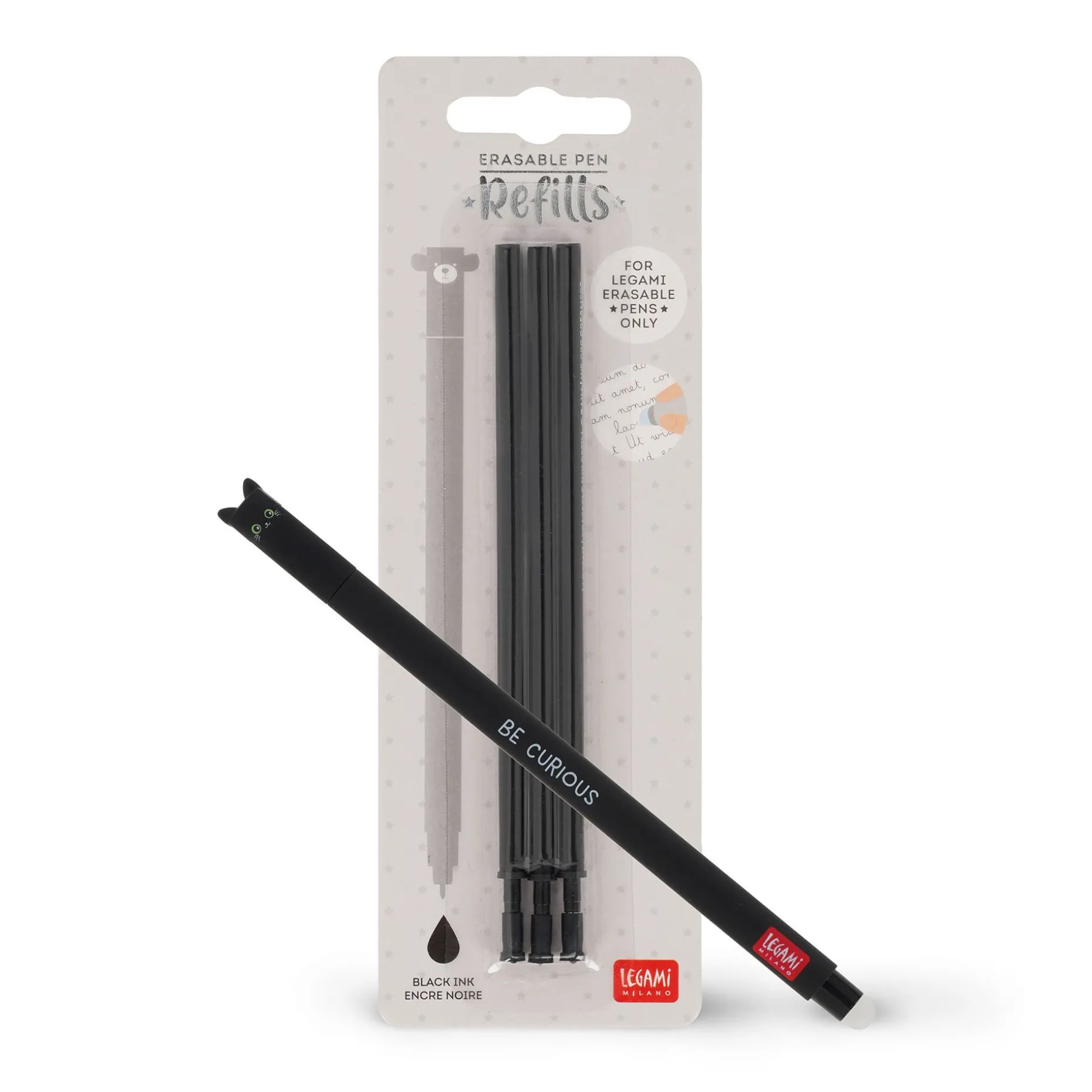 Set Stylo effaçable Kitty et recharge noire
